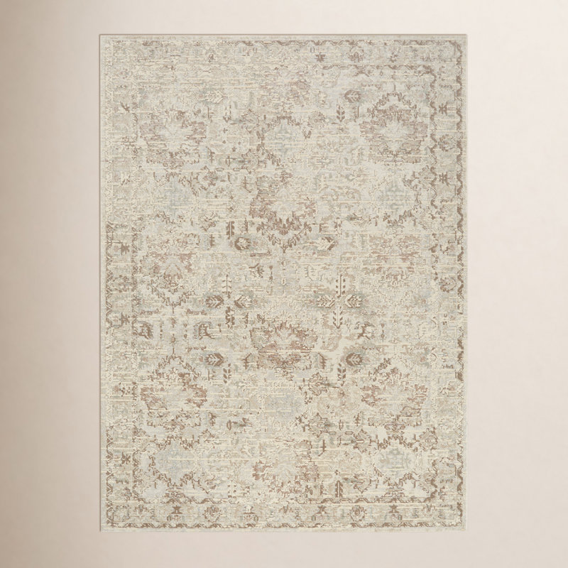 Tapis à motif oriental crème, Rectangle 7 pi 10 po x 10 pi 2 po