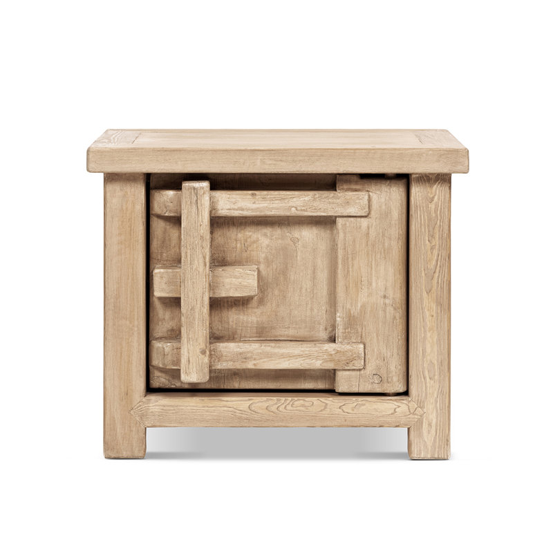 Table d'appoint gauche Sachin 28,5 po en pin massif recyclé, pin recyclé brun naturel, Left