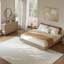 Ensemble de chambre à coucher 3 pièces avec 2 tables de chevet, ensemble de chambre à coucher moderne Mid-Century-833238409-833238414