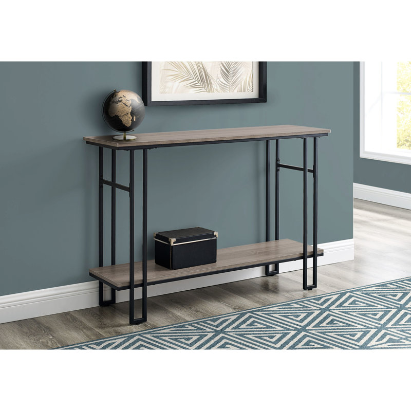Console décorative pour la chambre à coucher - 2 tables avec stratifié taupe et entrée moderne en métal noir foncé