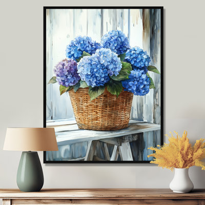 Ebling Hydrangeas In A Farm Basket II - Hydrangea Canvas Print