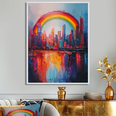 Rainbow Over The City Of Newyork III - Rainbow Large Wall Art