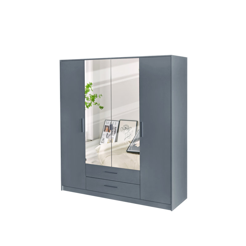 Pamel 4 Door Manufactured Wood Wardrobe, Grey
