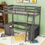 Lit mezzanine avec bureau en U et tablettes de rangement-882918579-882918577