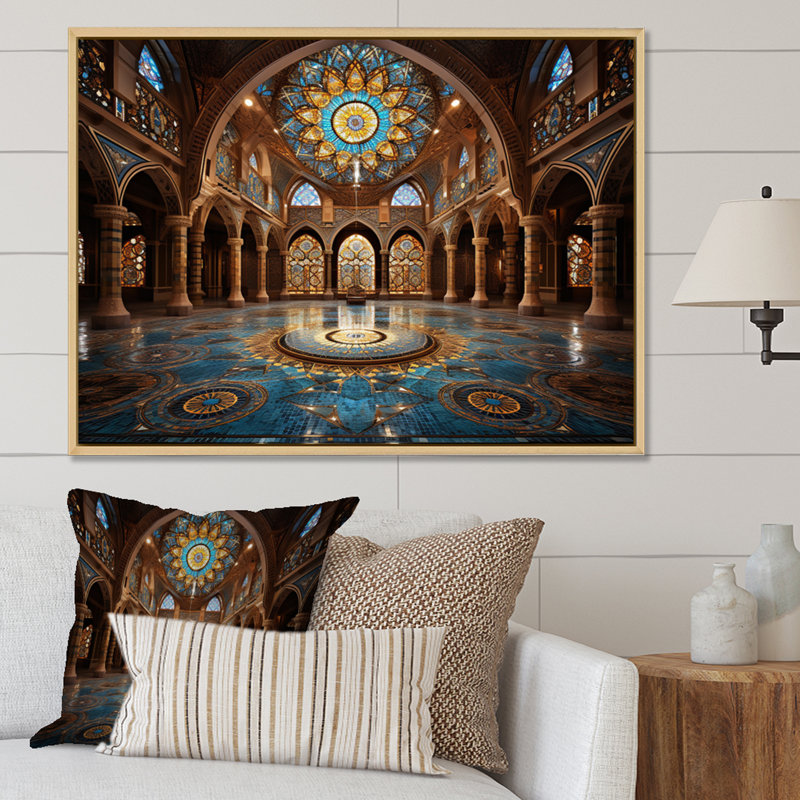"Art de l'Islam", reproduction d'art sur toile, H 34 po x l 44 po x P 1,5 po, Cadre naturel flottant