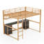 Lit mezzanine en métal avec bureau, tiroirs et plateau de chevet, station de charge, prise USB et prise-499506350