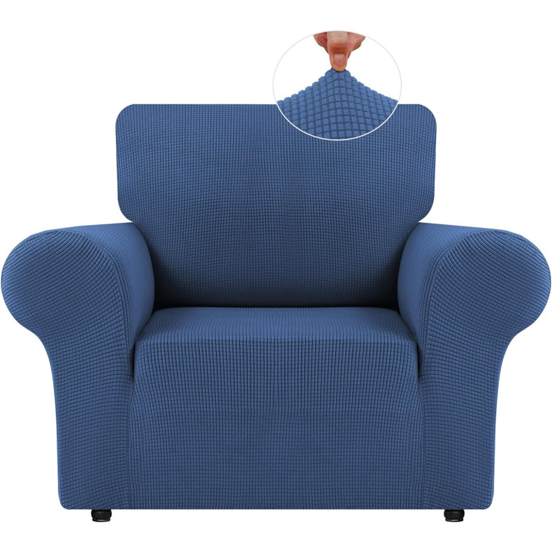 Housse pour fauteuil à coussins carrés/rectangulaires, Polyester bleu