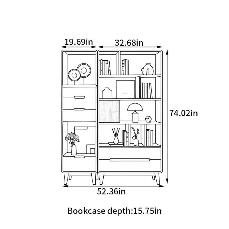 Modern simple style solid wood bookcase