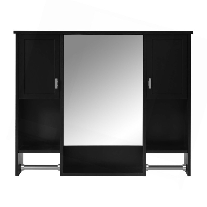 Armoire de rangement murale moderne, armoire de salle de bain murale avec miroir, armoire à pharmacie avec barre à serviettes
