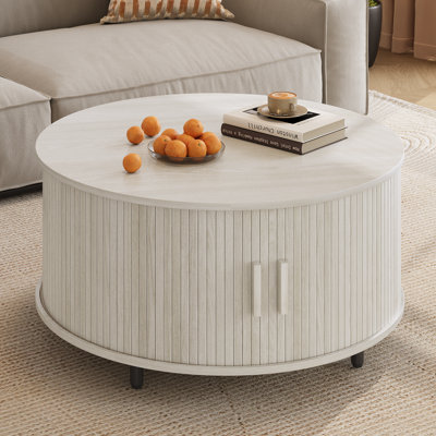 Table basse ronde de 31,5 po avec porte coulissante incurvée à 360 °.