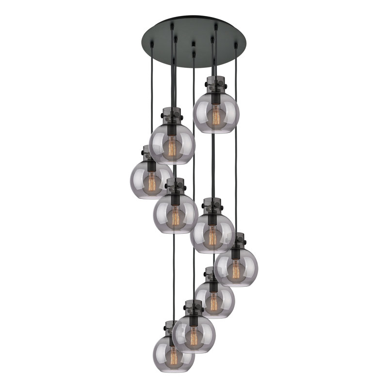 Amrith 9 - Light Pendant, Light Smoke, Matte Black