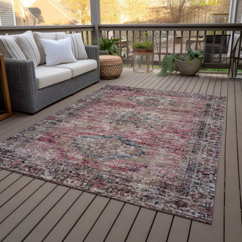 Machine Washable Indoor/Outdoor Labon ACN2170 Global Rug, Rectangle 9' x 12'