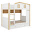 Lit superposé avec garde-corps en forme de maison et lit gigogne, lit superposé en bois avec tablettes de rangement-485413961