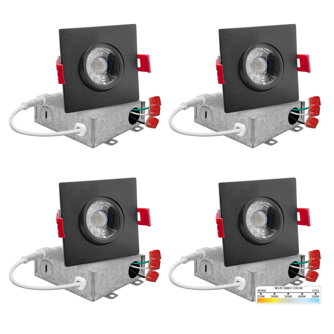 3'' Selectable Color Temperature Dimmable Air-Tight LED Canless Recessed Lighting Kit (Set of 4) NUWATT