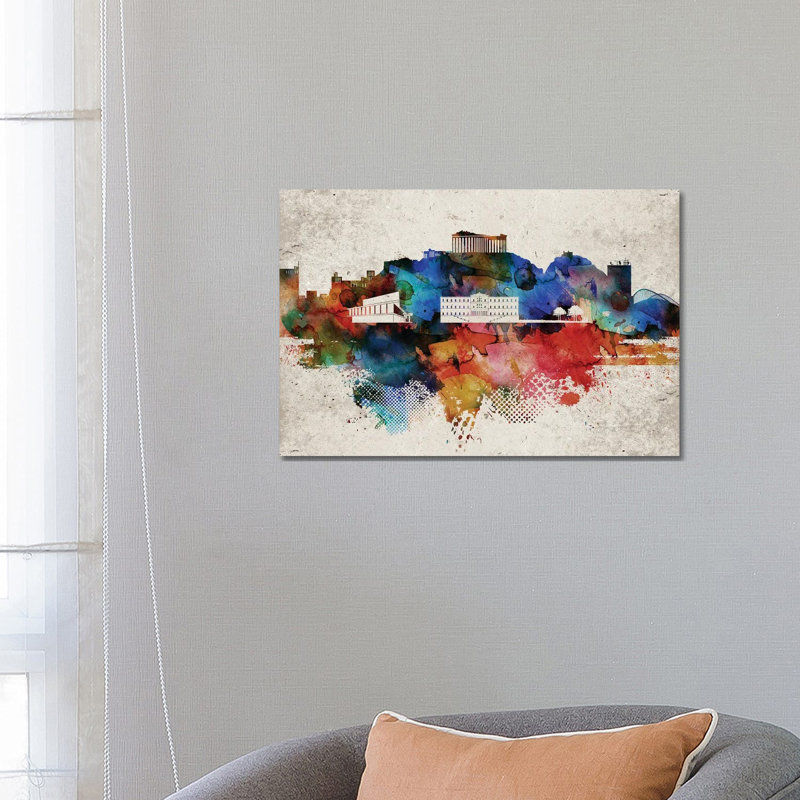 Athens Abstract 1 Piece Wrapped Canvas Wall Art, 30.48 cm H x 45.72 cm W