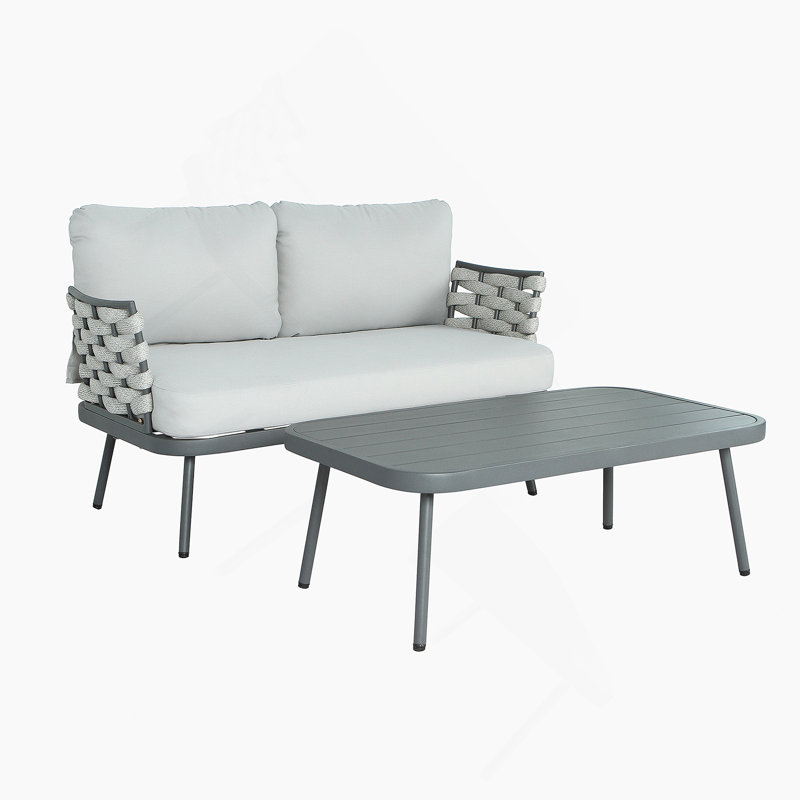 Causeuse et table en acier, gris, Gris