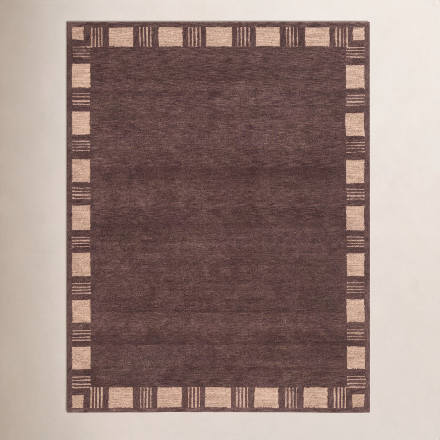 Hand-Tufted Geometric Wool Rug, Red, 5'x8'