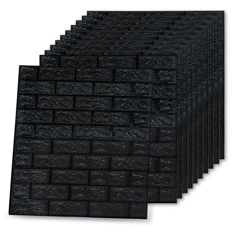 Adam-Jesse 3D Wallpaper Bricks Self-Adhesive 40 Pcs, Black