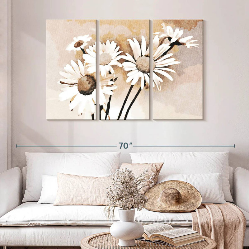 Harnek Sepia Daisies, 32" H x 50" W