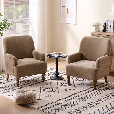 Upholstered With Footstool Armchair