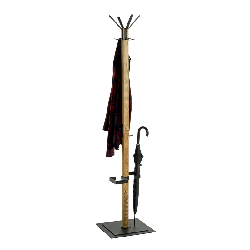 Azyria Solid Wood Freestanding 6 - Hook Coat Rack