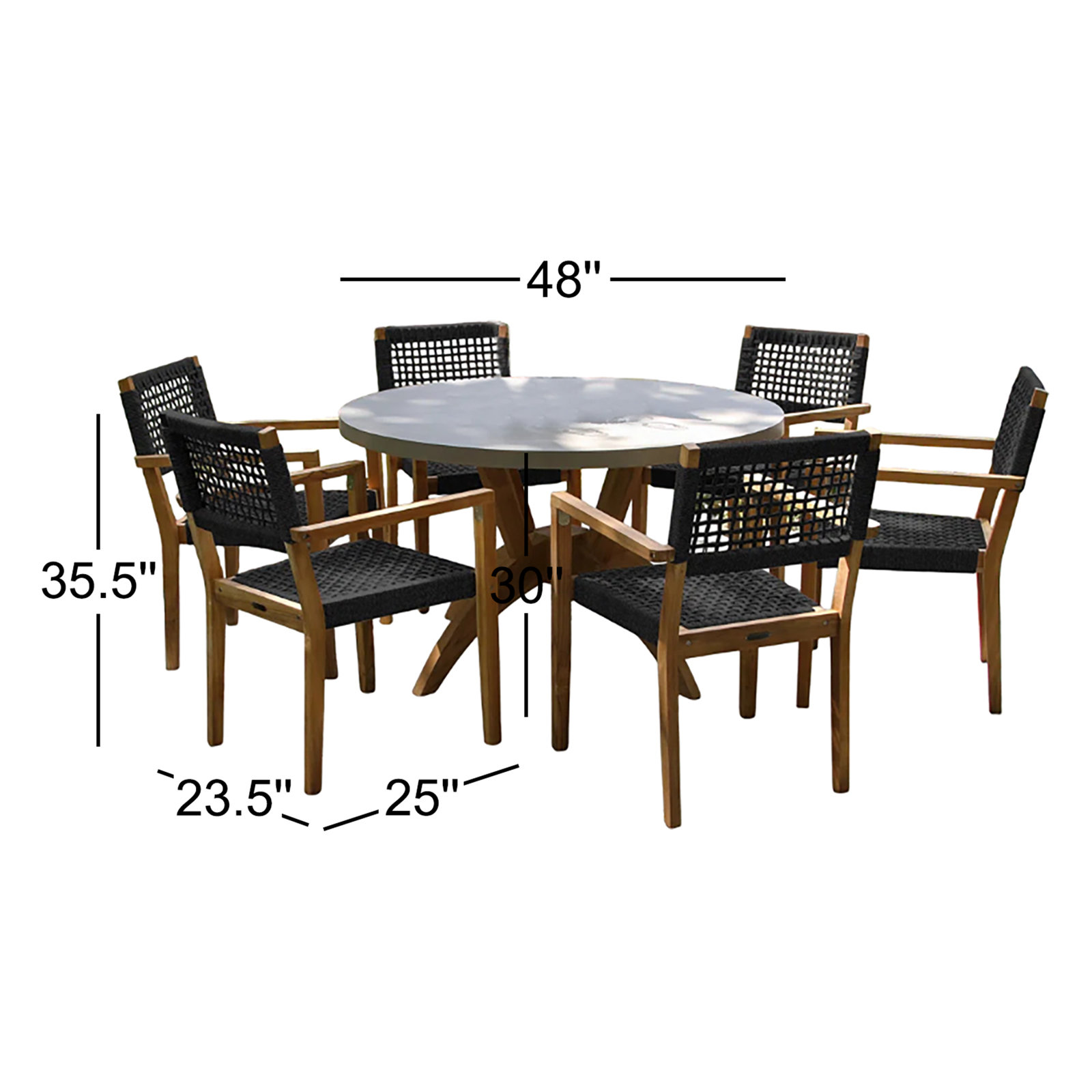 Fleur 48'' Round Outdoor Dining Set, 6