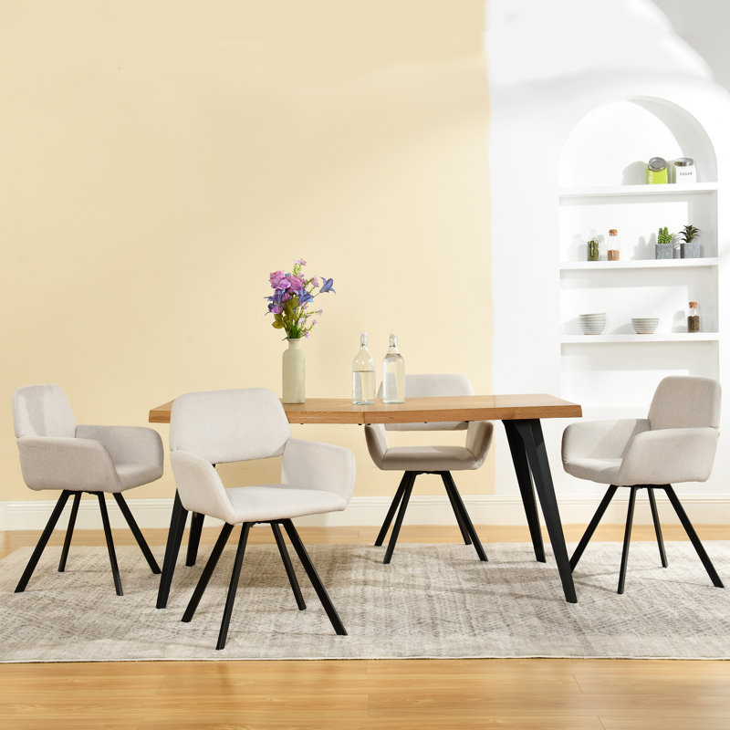 Ensemble de salle à manger 5 pièces avec chaises rembourrées pivotantes et table rectangulaire - 2 options de couleurs pour la salle à manger de cuisine