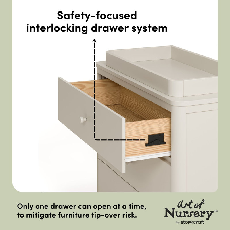 Casablanca 3 Drawer Chest With Removable Changing Table Topper, Frosted Oat