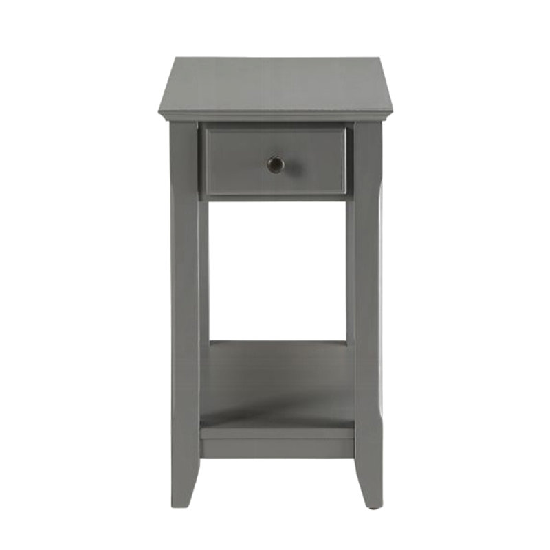 Grey Accent Table With Bottom Shelf