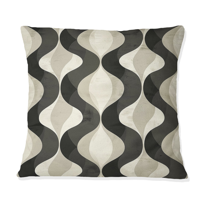 Coussin Black Retro Wave - Mid-Century, H 16 po x l 16 po