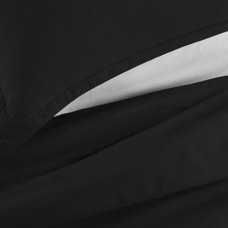 Anicia Super Soft 250 TC Microfibre Reversible Plain Duvet Cover Set, Single Duvet Cover + 1 Pillowcase, Black