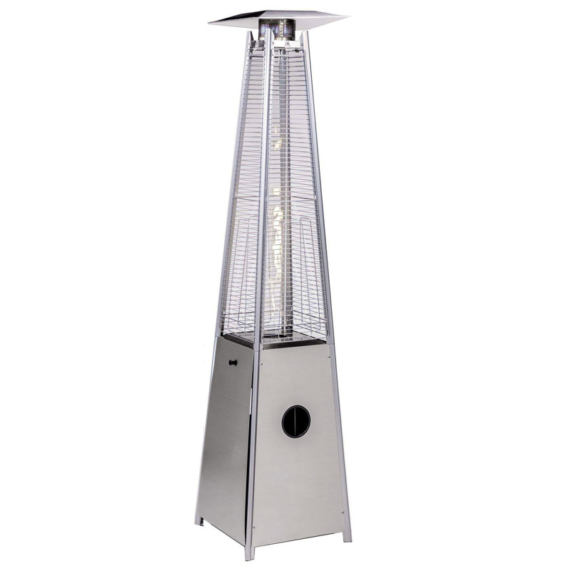 Quartz Galss Tube Patio Heater, Visual Flame Heater 40000BTU -Stainless Steel, Silver