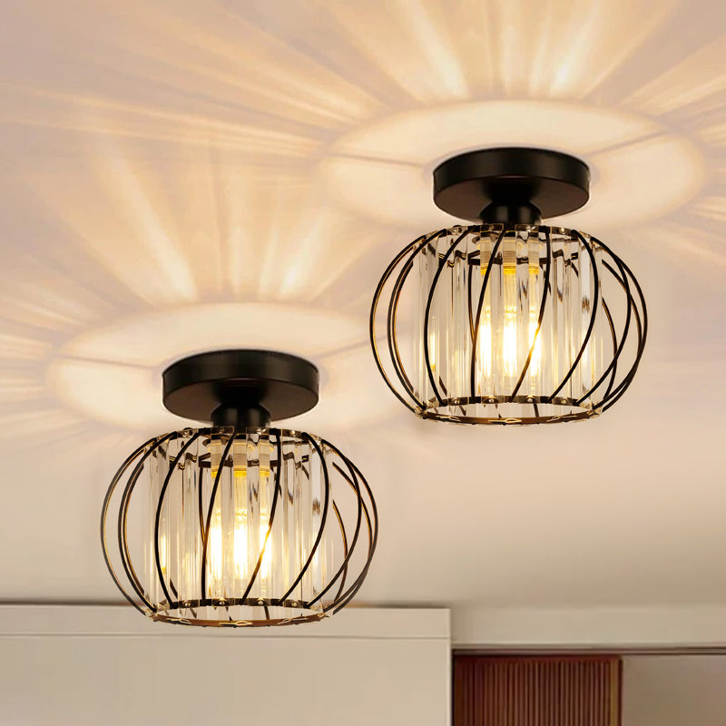 Mini-plafonnier encastré en cristal 1 lumière avec accents en cristal 1 lumière 7,08 po