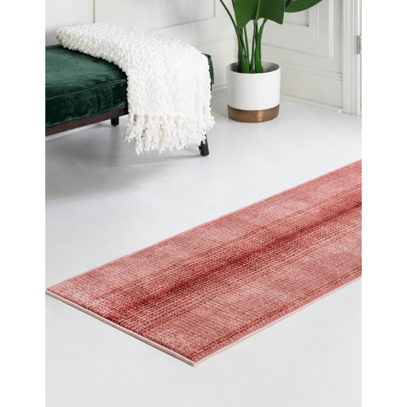 Tapis d'intérieur rayé Hulsey, Red, Tapis de couloir 2 pi 2 po x 5 pi 11 po