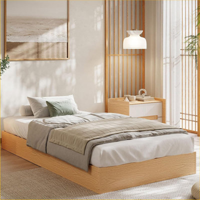 Wood Platform Bed Frame, Wooden Bed with Wood Slat Support & No Box Spring Needed, Easy Assembly Minimalist Bed Frame Without Headboard
