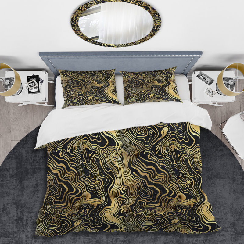 Ensemble de housse de couette doré et noir psychédélique Glam II - Glam, Housse de couette très grand et 2 très grandes t