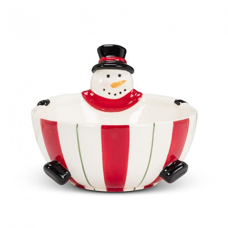 Petit bol à rayures bonhomme de neige