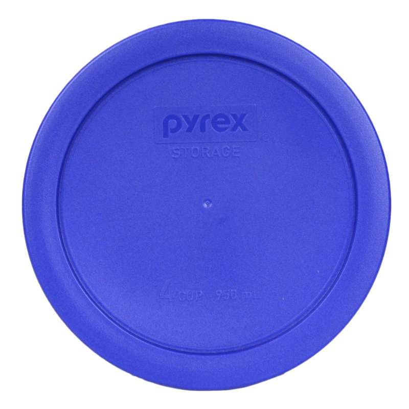(1) bol en verre de 4 tasses Pyrex (1) et (1) couvercle en PC (7201), Bleu cadet