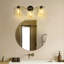 Applique murale à 3 lumières pour salle de bain, abat-jour en verre martelé, variateur tactile à 3 niveaux, métal noir/laiton, douilles E26, pour miroir.