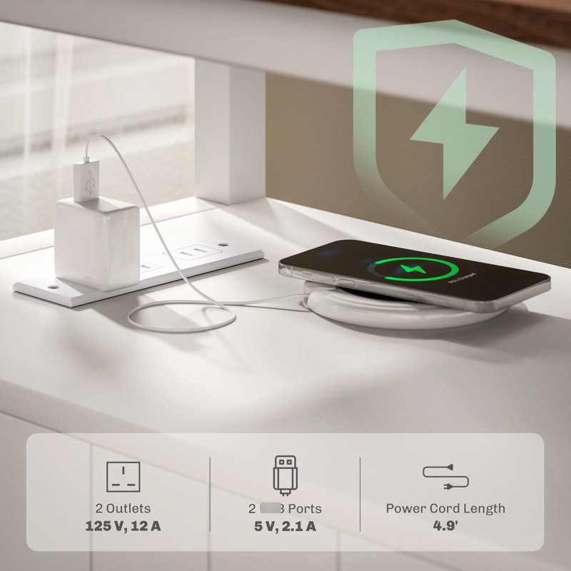 Table d'appoint de salon avec capacité de charge - Les tiroirs à extrémité étroite et la tablette blanche sont fonctionnels, charmants et portatifs