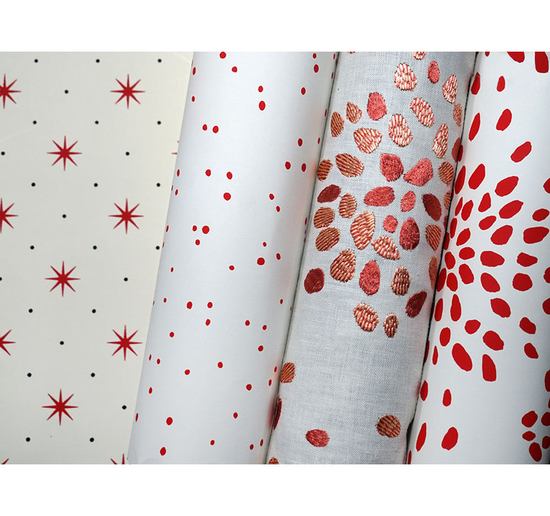 Albert Hadley Wallpaper Roll, Red on White