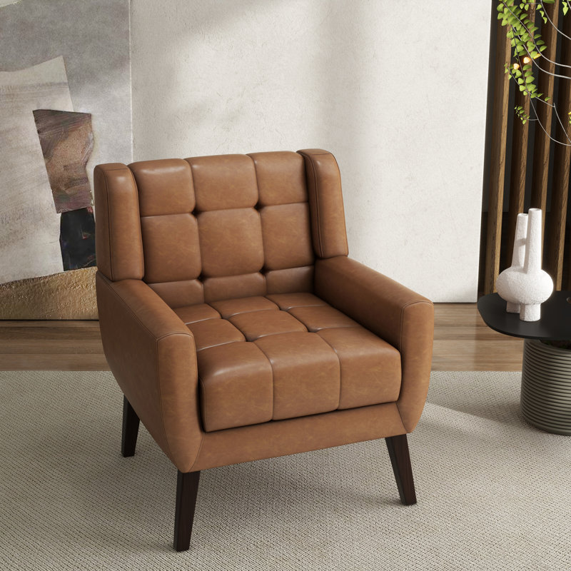 Jaqueze 73.7Cm Wide Tufted Armchair, Jaqueze Brown Faux Leather