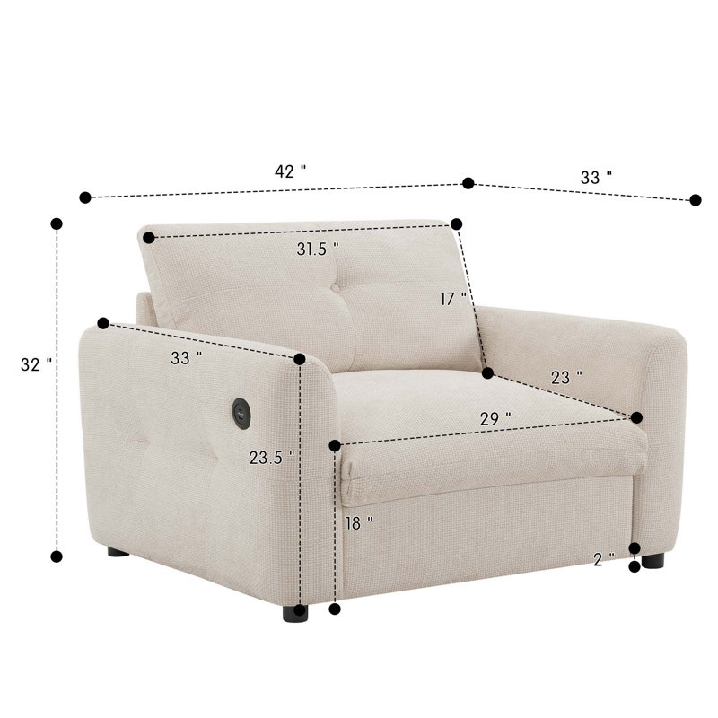 Canapé simple 42 po Chenille, Beige