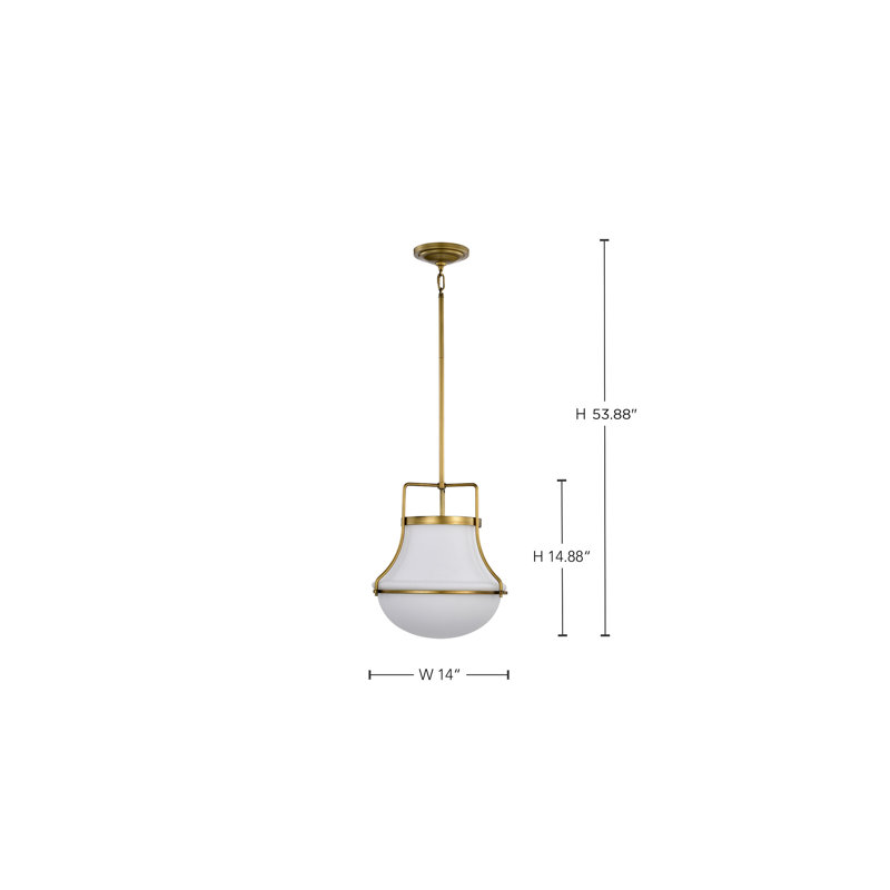 Luminaire suspendu 1 lumière Bashaw, Laiton naturel, H 53,88 po x l 14 po x P 14 po