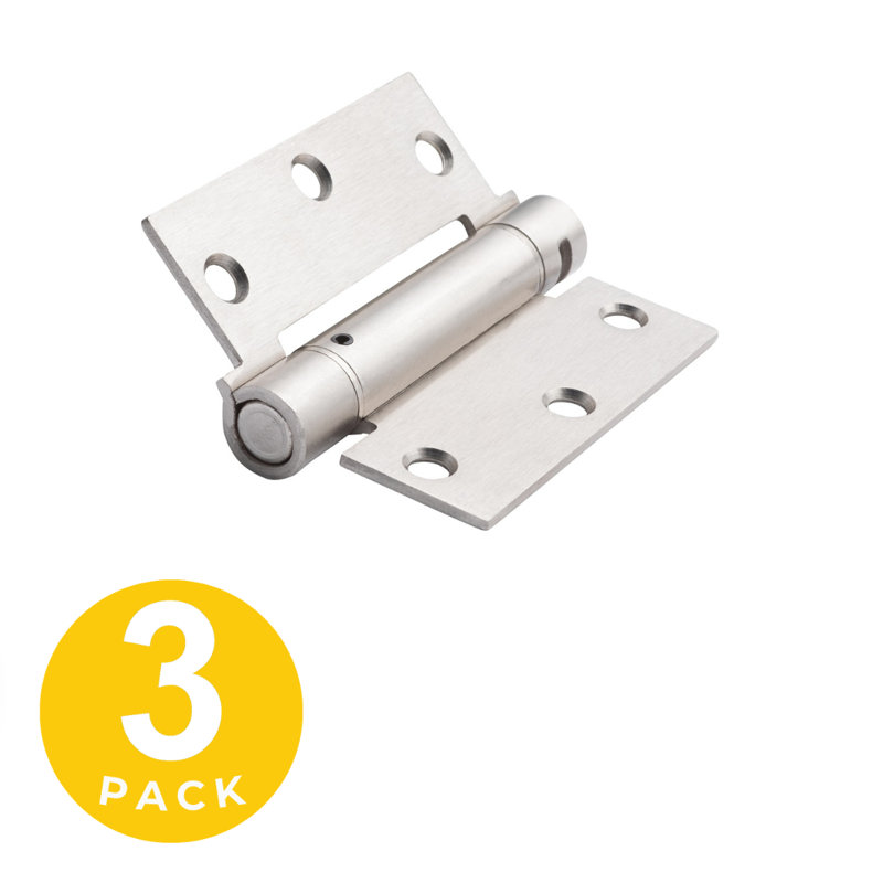 3.5 in. x 3.5 in. Satin Nickel Full Mortise Spring Squared Hinge with Non-Removable Pin