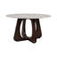 Table basse ronde, plateau en marbre et pieds en bois, parfaite pour toute table de salon, 30 po