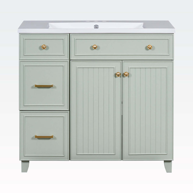 Armoire de salle de bain autoportante Finzer, Vert