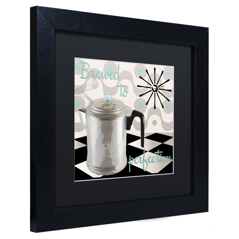 «Fifties Kitchen V» par Jadaya, impression encadrée, H 11 po x l 14 po x P 0,5 po, Noir