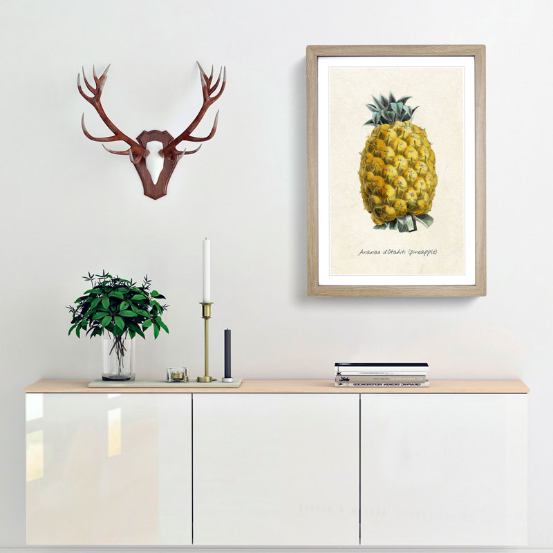 Illustration of a Pineapple - Framed Print, Oak Framed, 48cm H x 36cm W x 2cm D