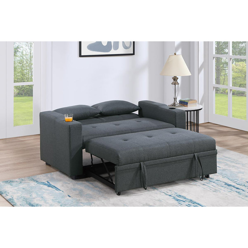Canapé Yefry, H 31 po x l 71 po x P 43 po, Mélange de lin gris anthracite